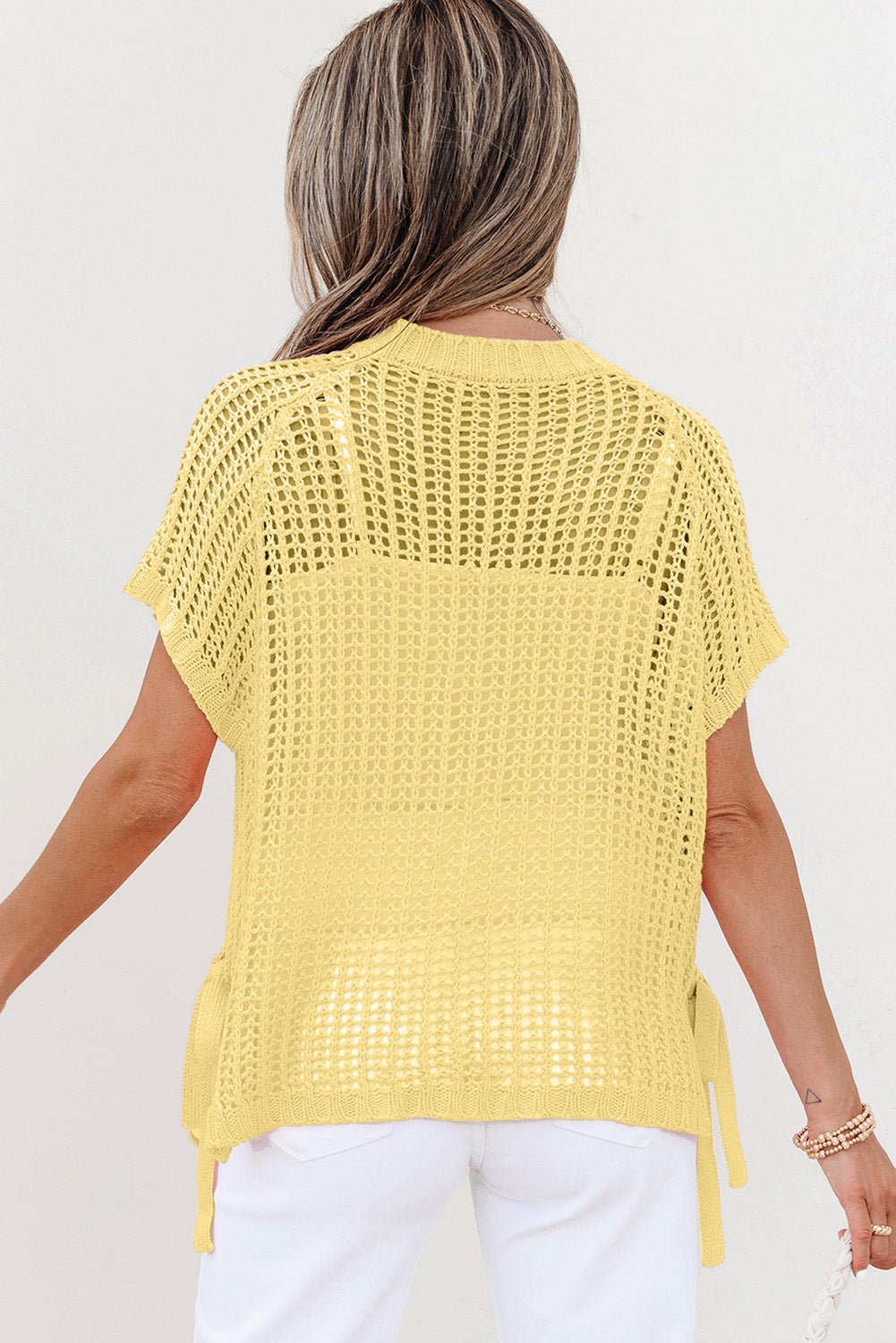 Yellow Cream Crochet Sweater Top