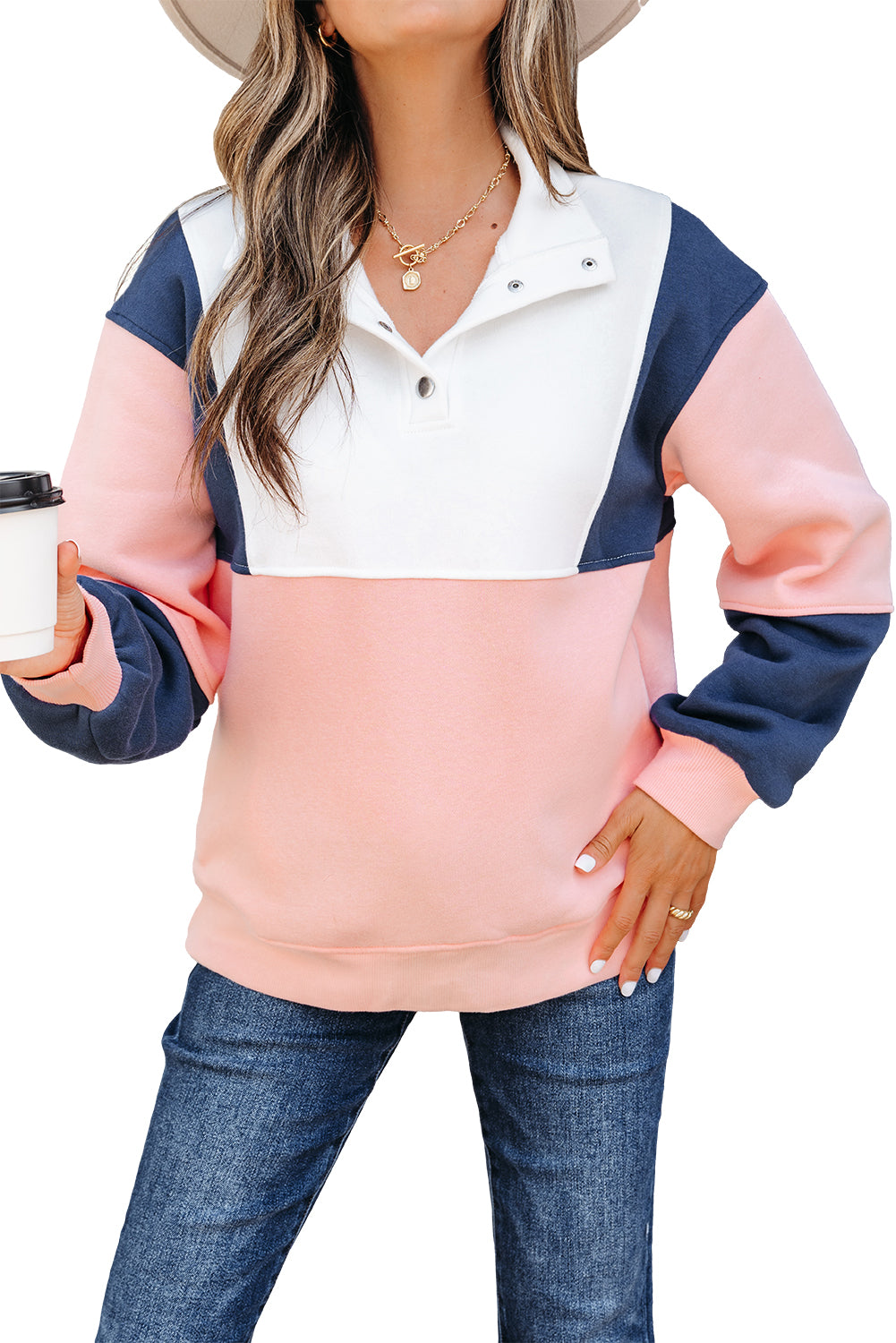 Pink Colorblock Sweatshirt