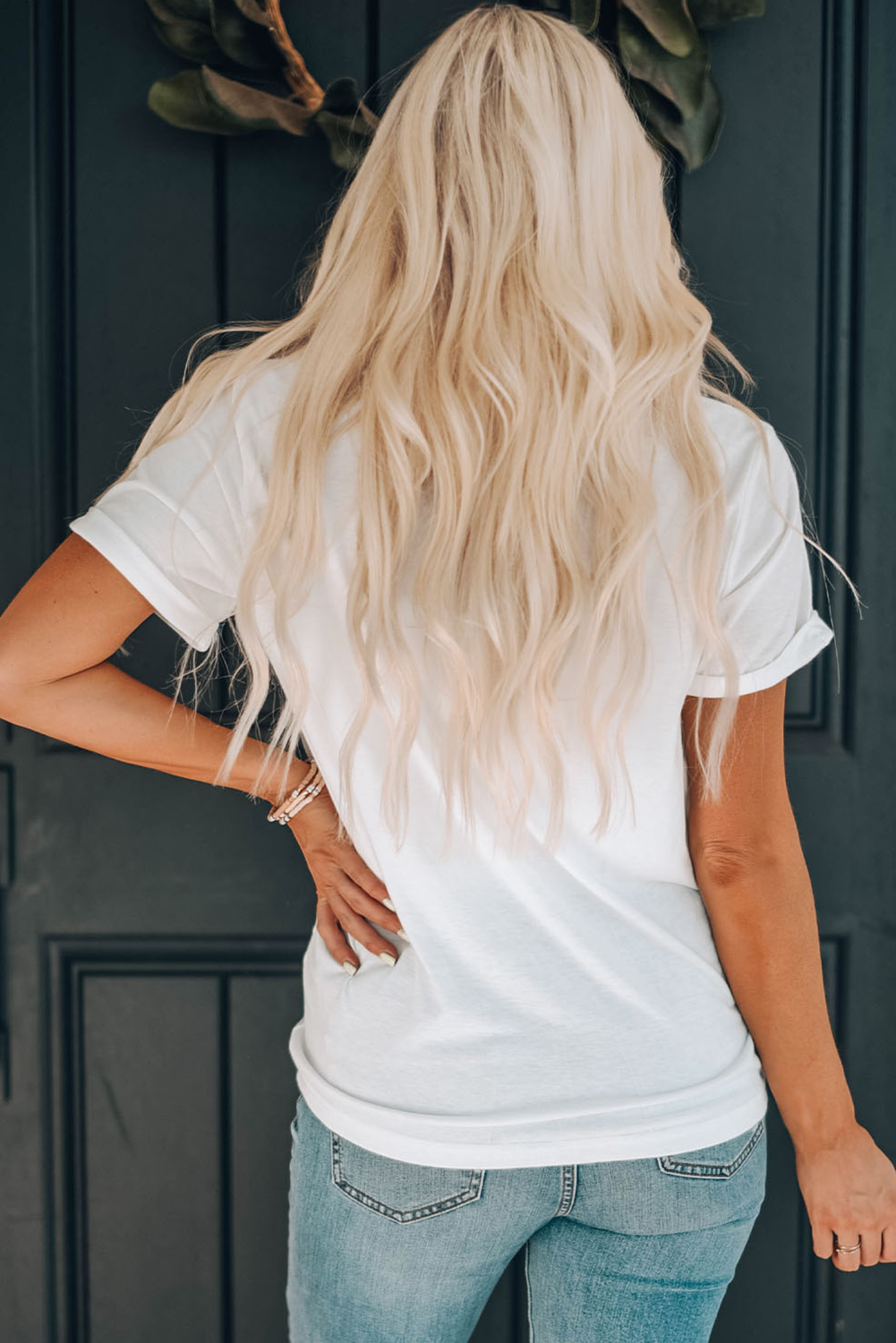 White Sequin Strawberry Tee