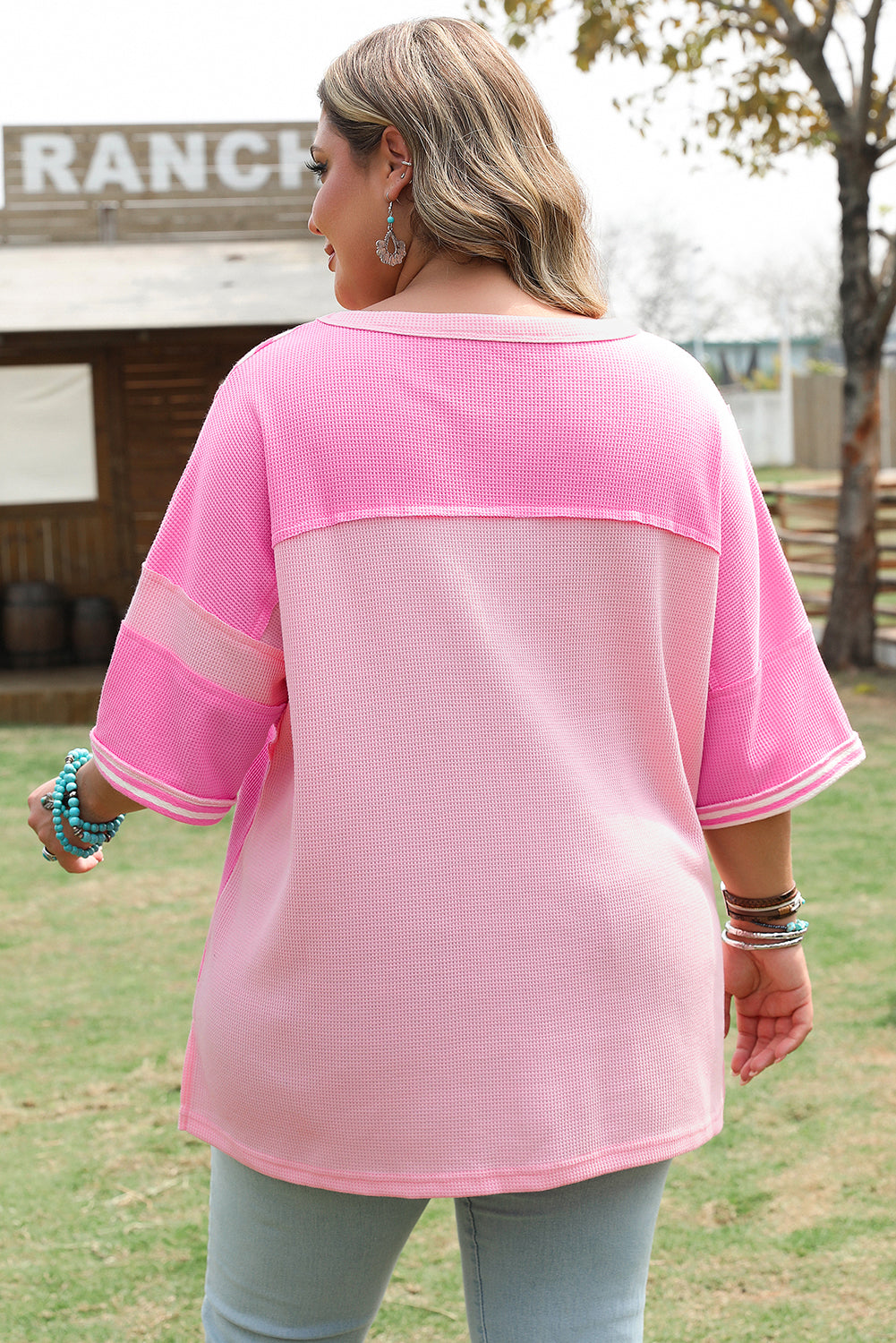 Pink Stripe Colorblock Top