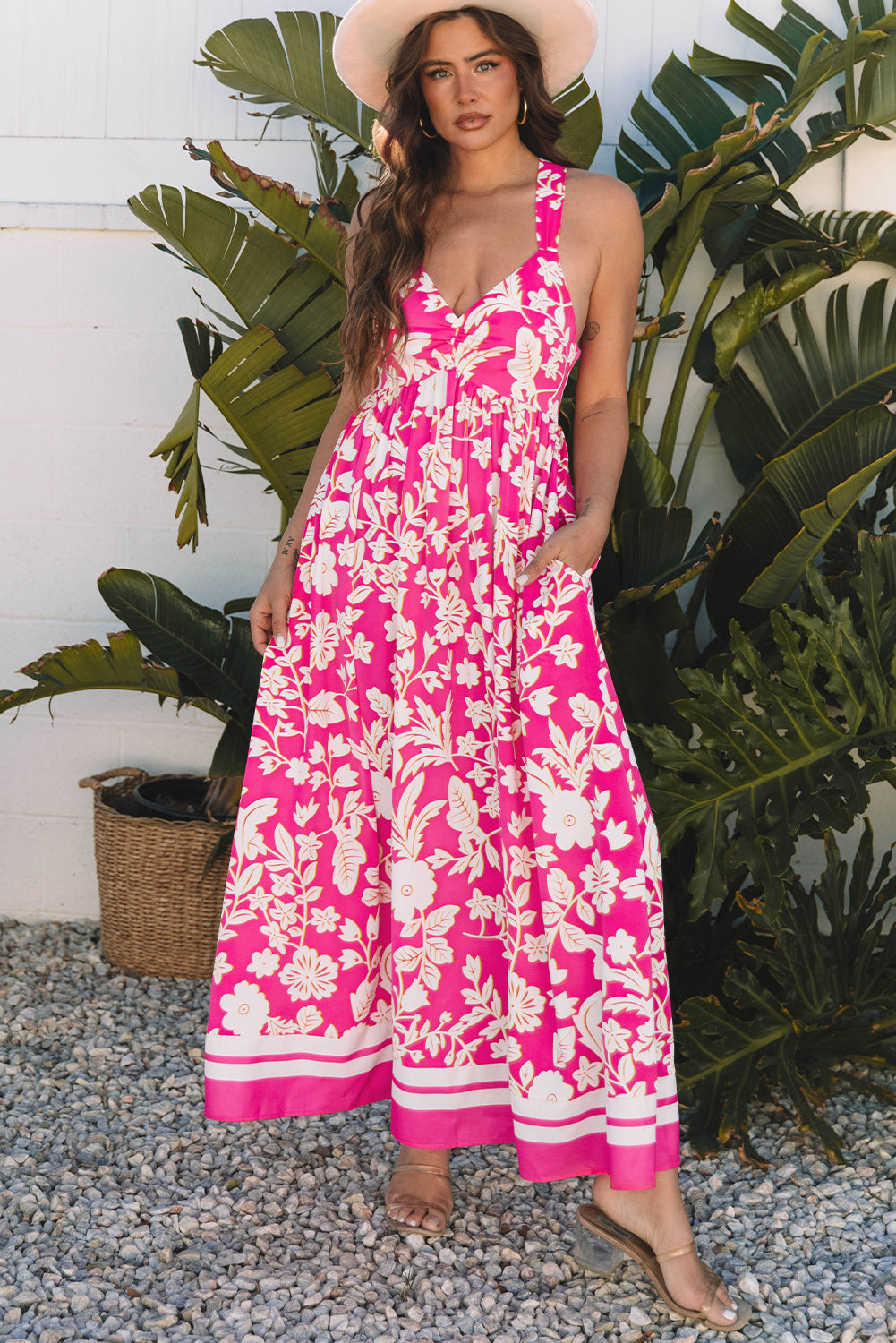 Rose Floral Crisscross Maxi Dress