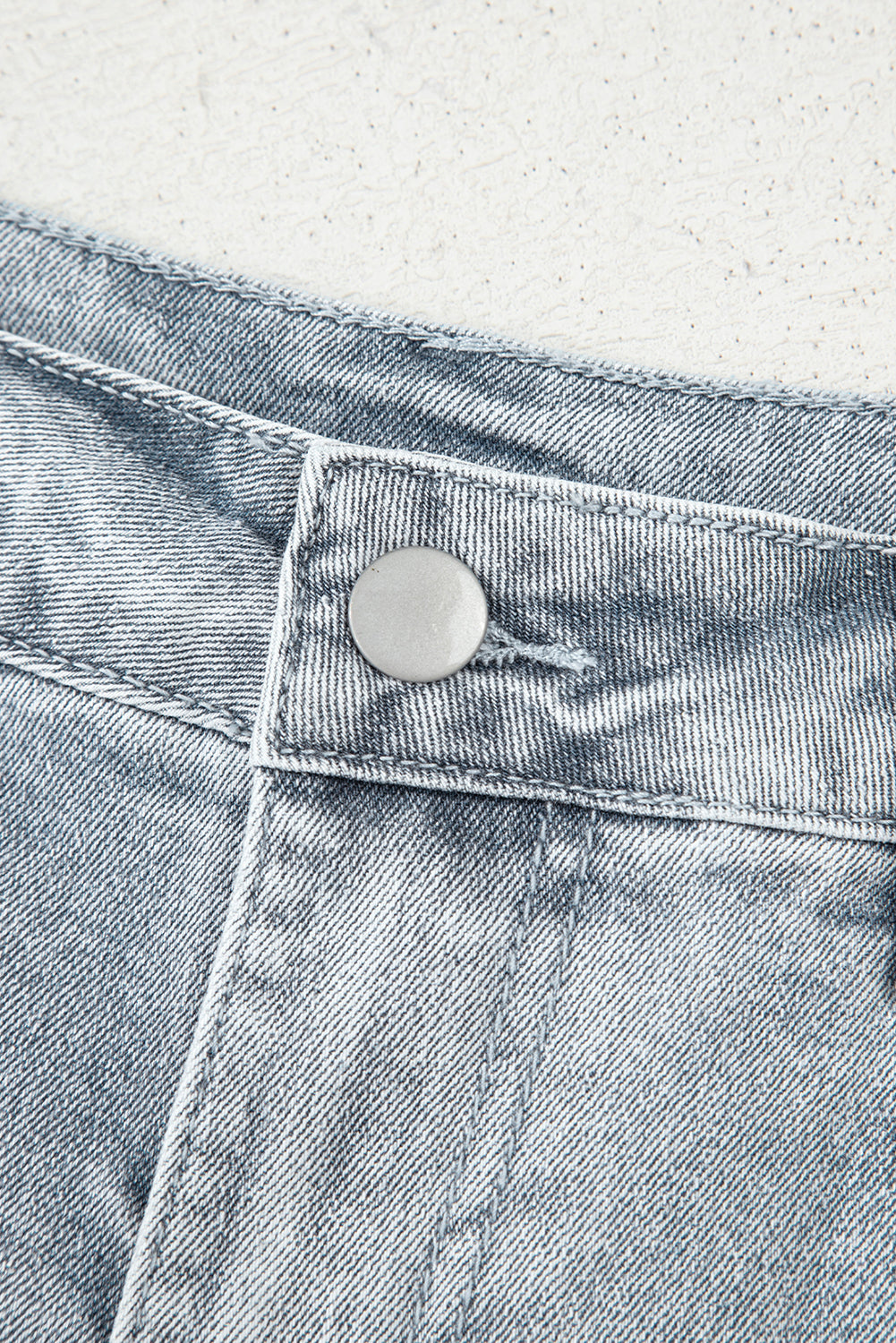 Dusk Blue Scalloped High Waist Denim Shorts