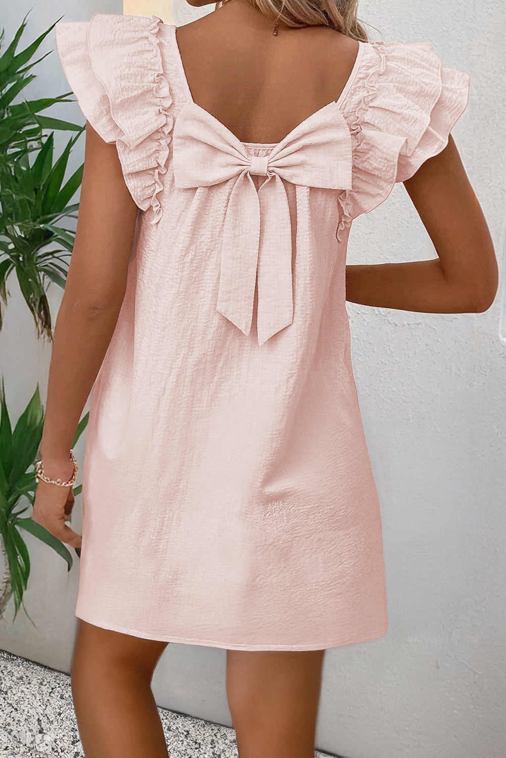Light Pink Bow Back Mini Dress