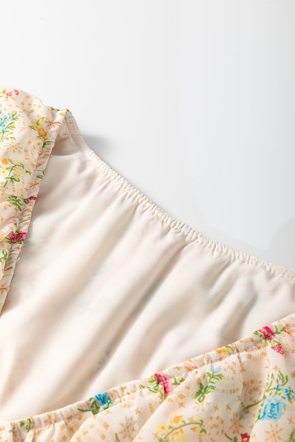 Apricot Boho Floral Tassel Mini Dress