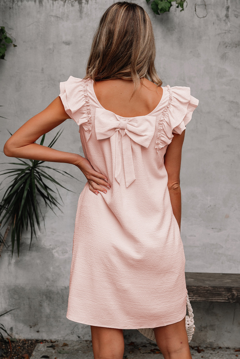 Light Pink Bow Back Mini Dress