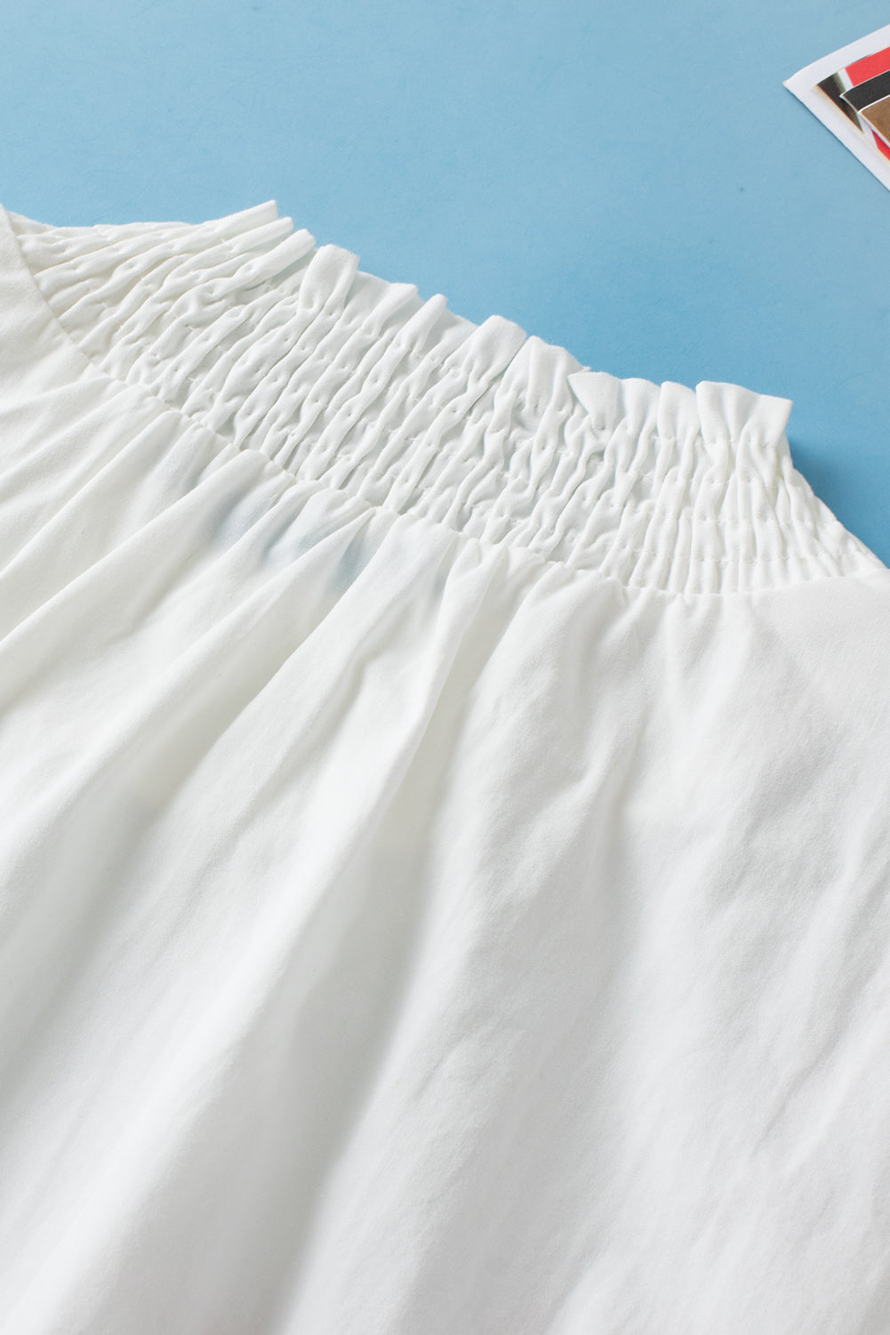 White Embroidered Puff Sleeve Top
