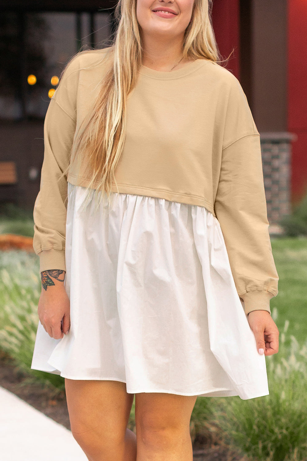 Apricot Color Block Mini Dress