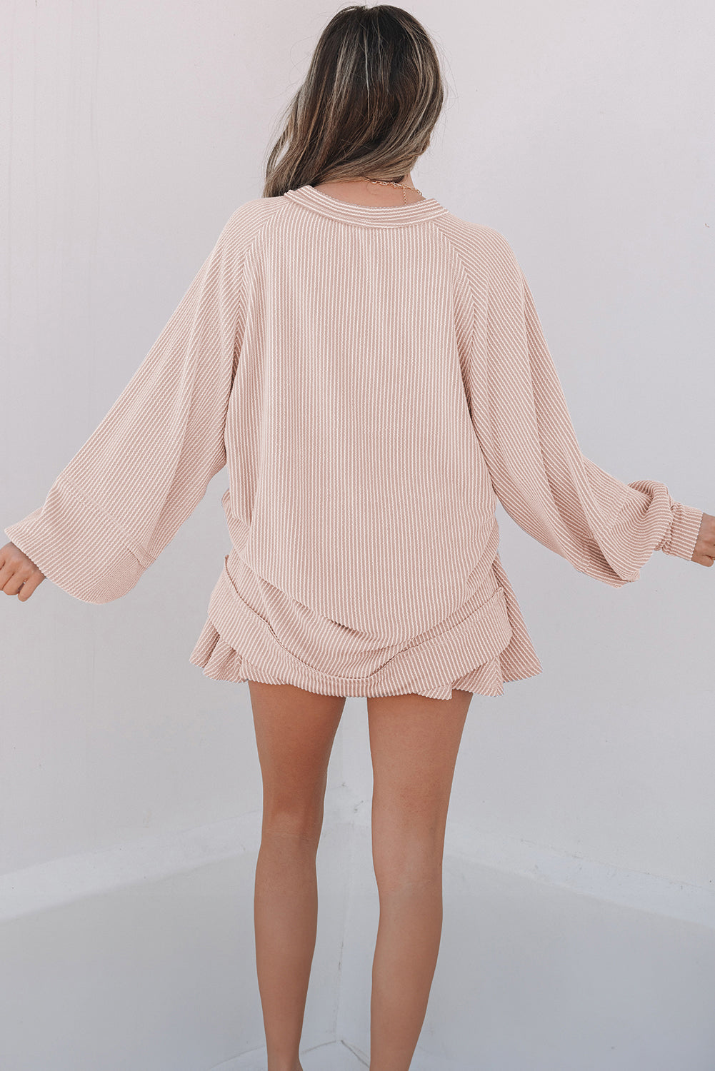 Corded High Waist Ruffled Mini Skirt Set