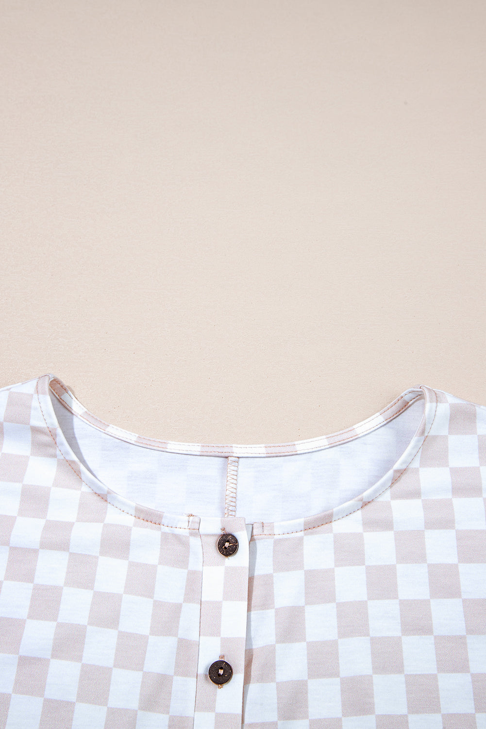Apricot Checkered Wide Leg Jumpsuit