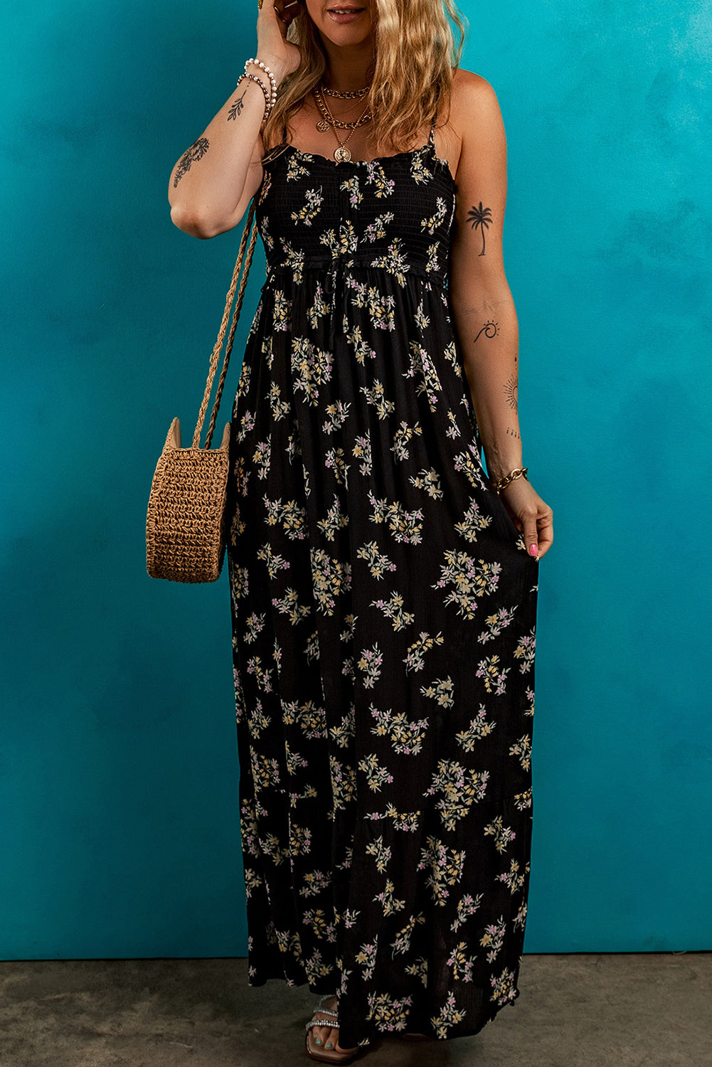 Black Floral Maxi Dress
