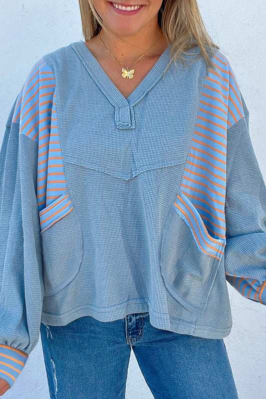 Blue Exposed Seam Baggy Pullover