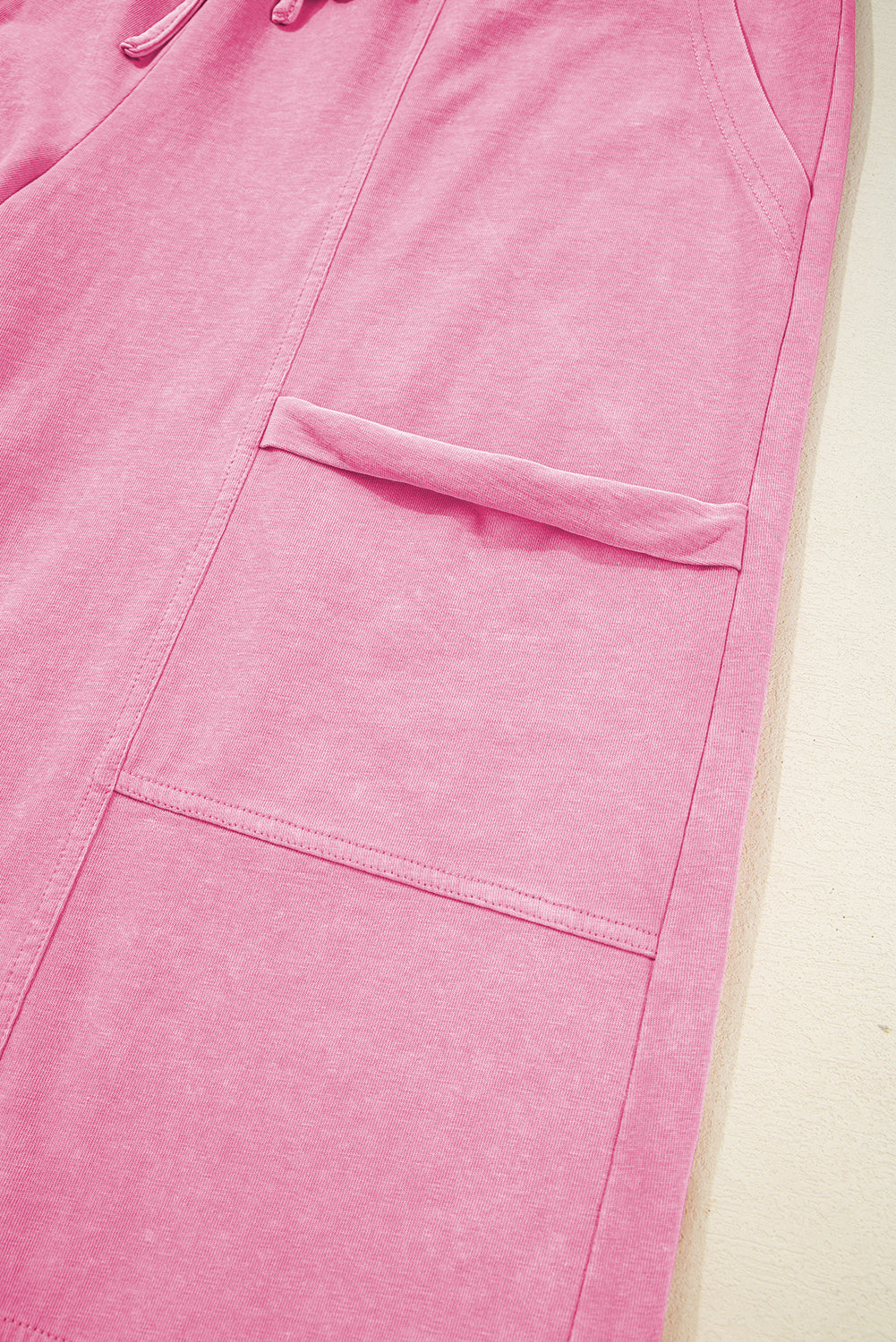 Pink Mineral Wash Wide Leg Cargo Pants