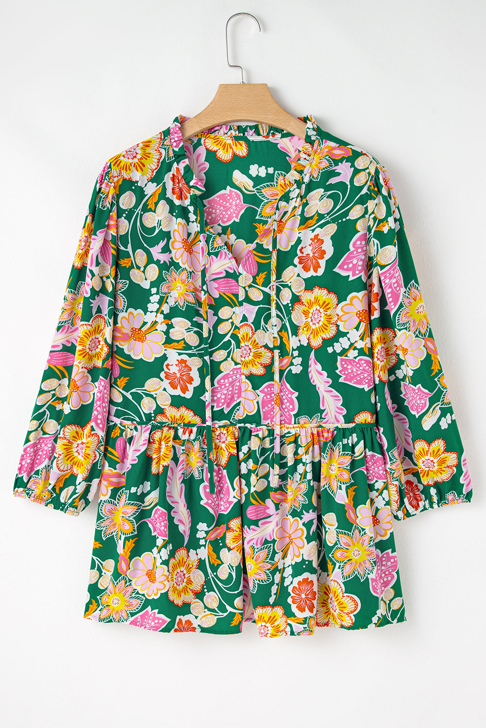 Green Floral Babydoll Top