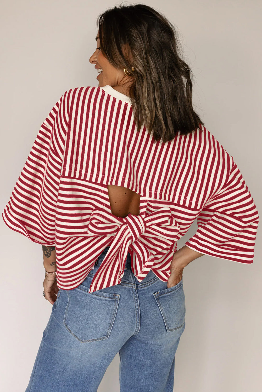 Red Stripe Bowknot Tee