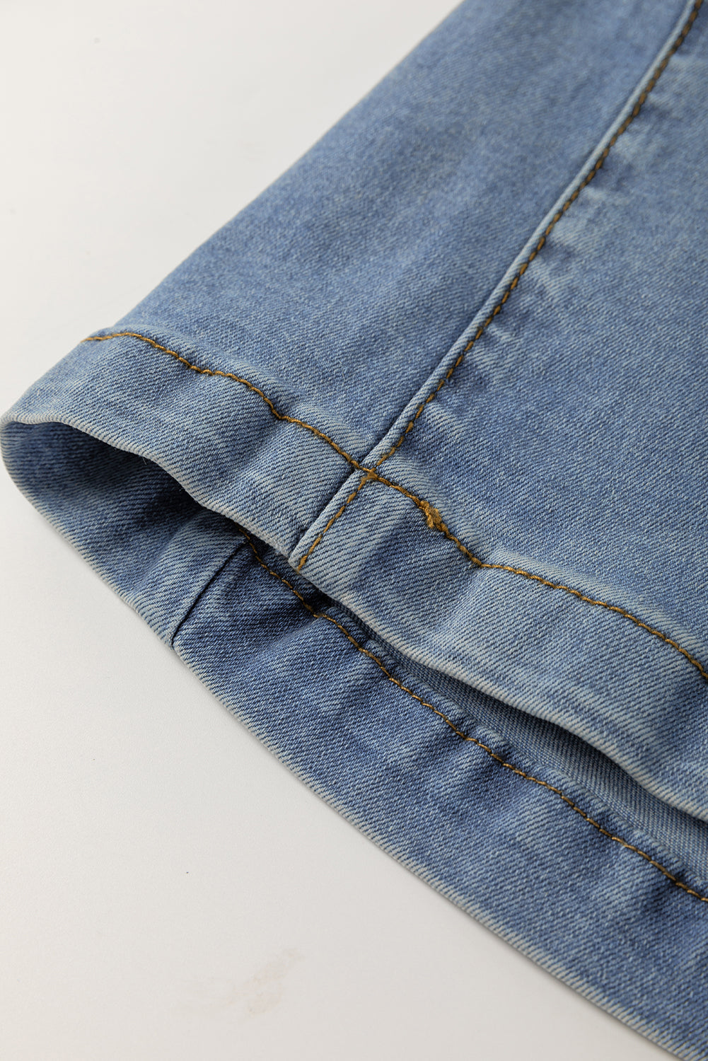 Blue Washed Pleated Wide Leg Jeans