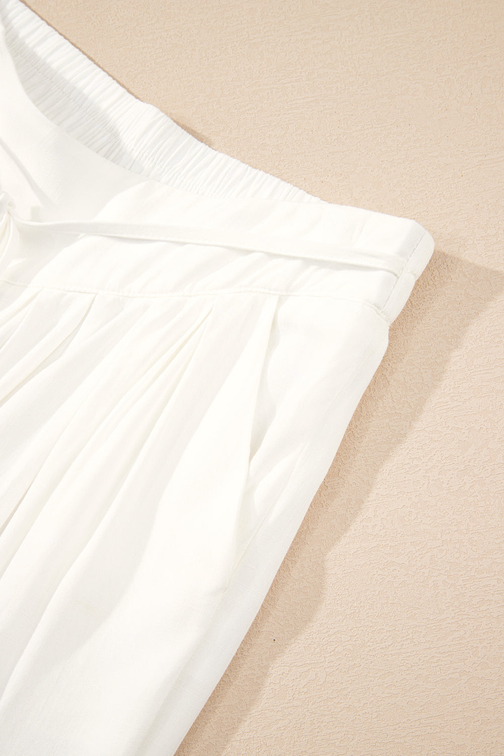 White Pleated Wide Leg Pants