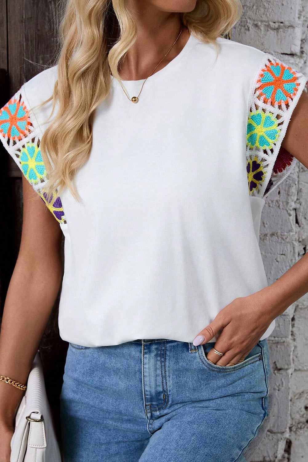 White Floral Crochet Top