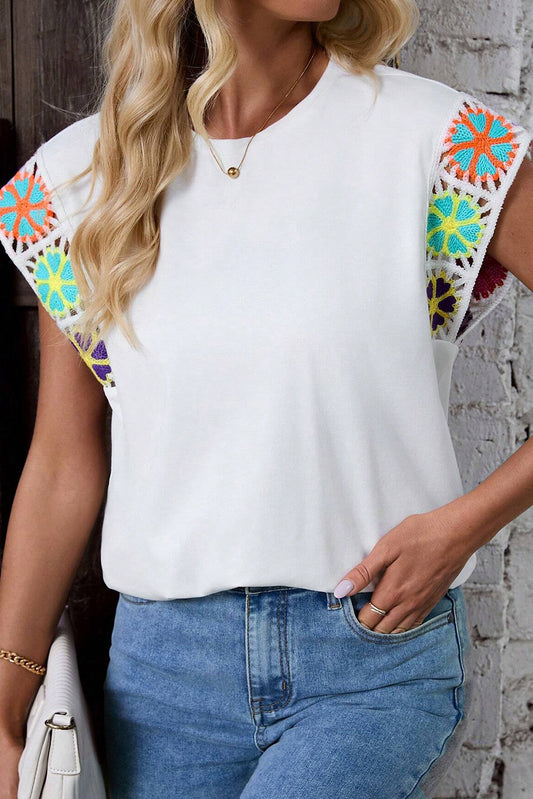 White Floral Crochet Top