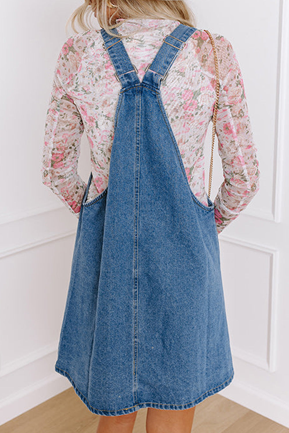 Dusk Blue Pocketed Denim Mini Dress