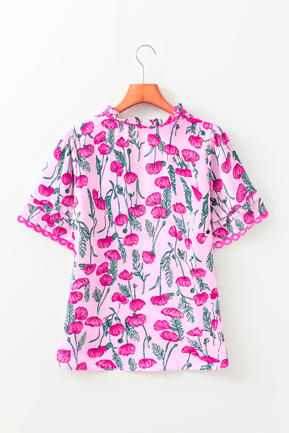 Pink Floral Lace Blouse