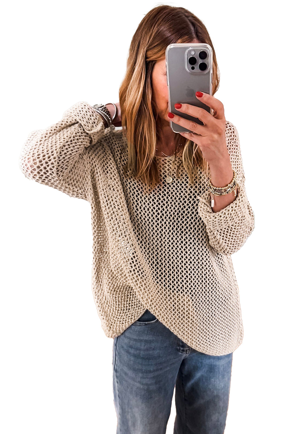 Smoke Gray Crochet Sweater
