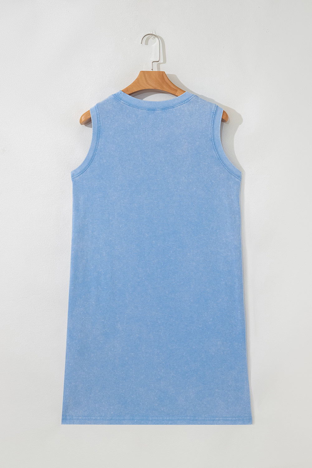 Blue Mineral Wash Mini Dress with Pockets