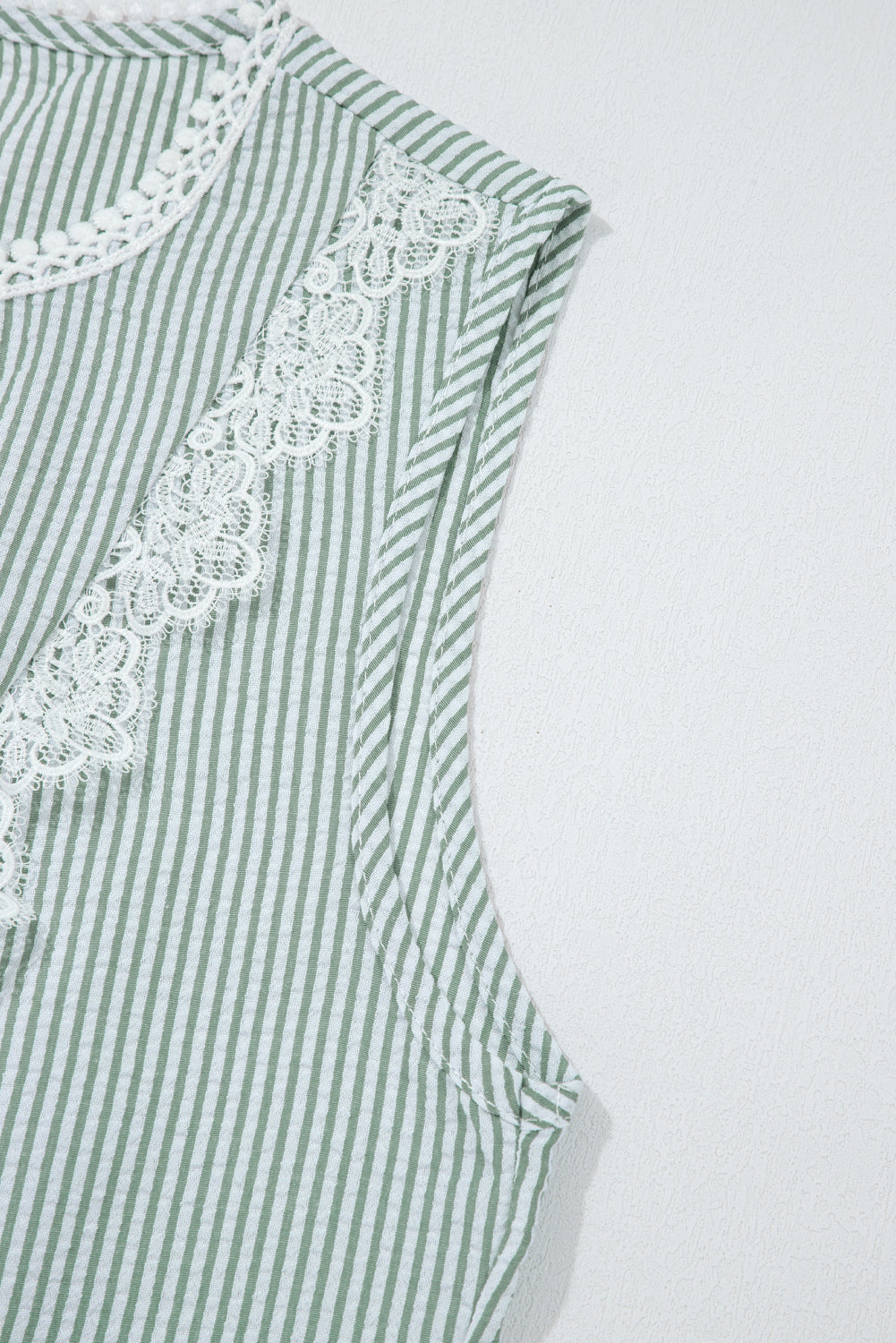 Green Stripe Lace Top