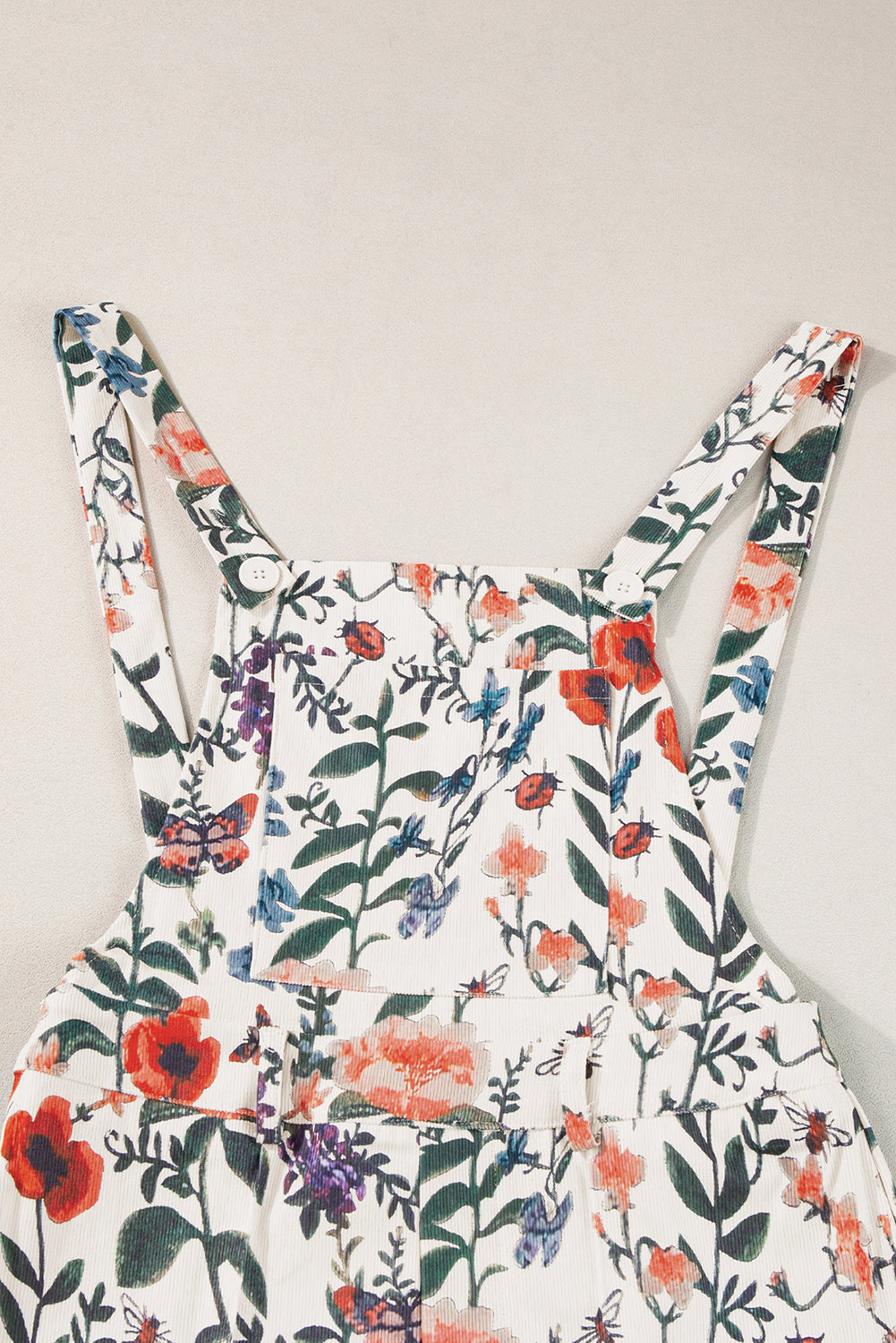 Beige Floral Print Romper