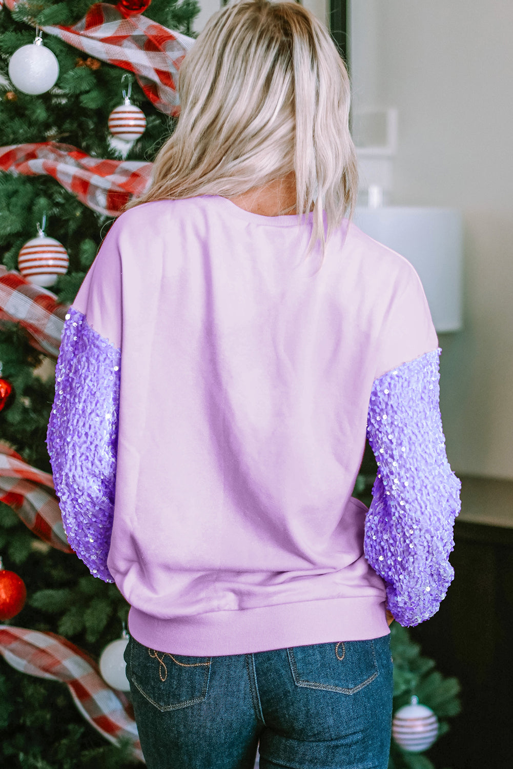 Orchid Petal Sequin Pullover Top