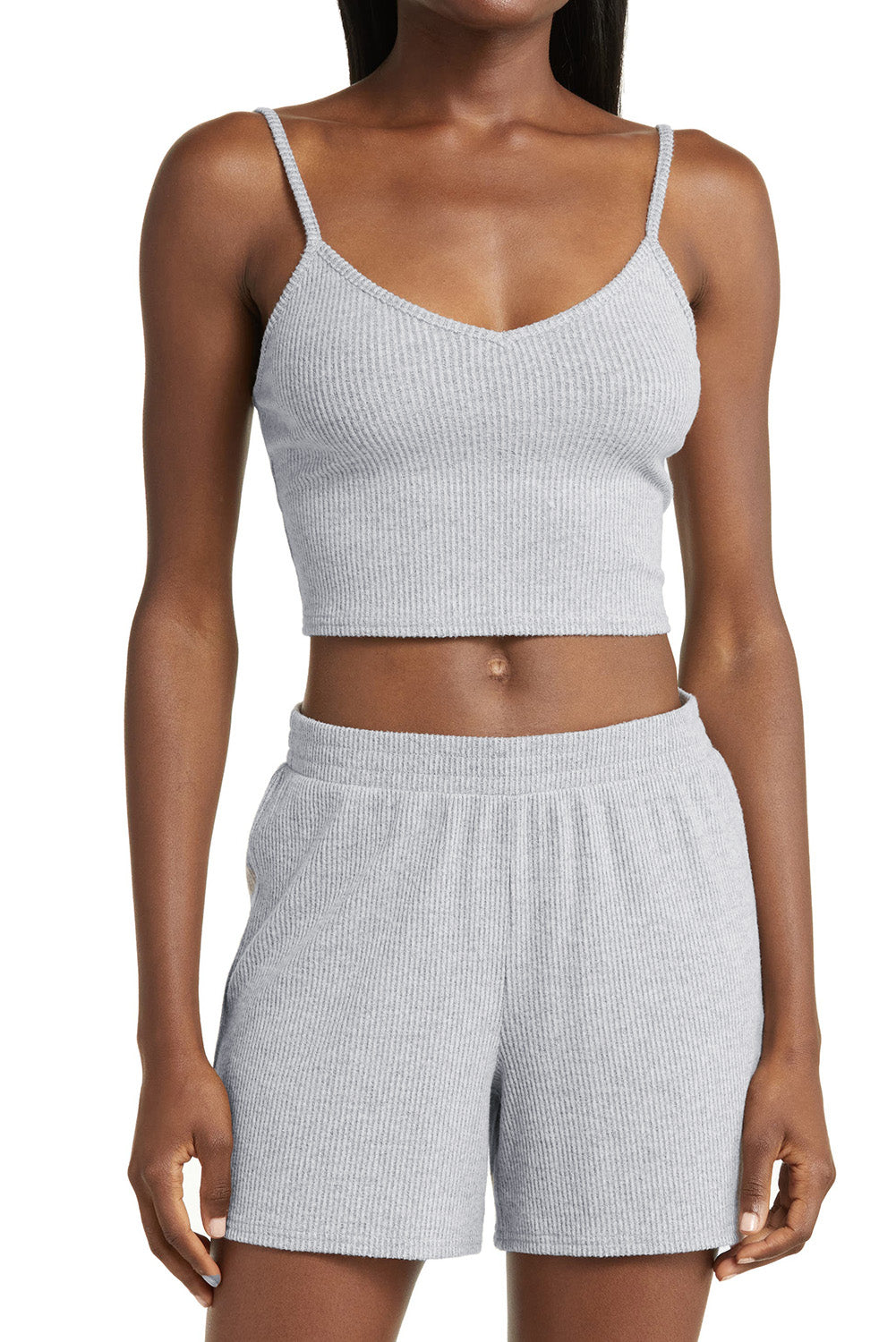Light Grey 3 Pieces Lounge Set with Cardigan