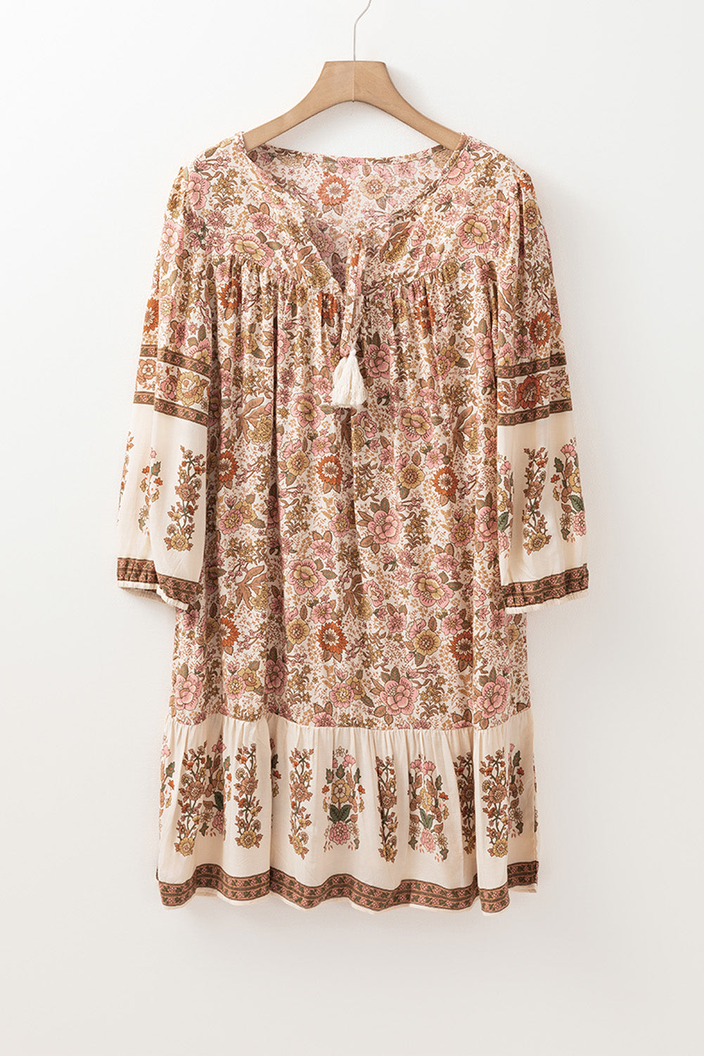 Apricot Floral Loose Mini Dress