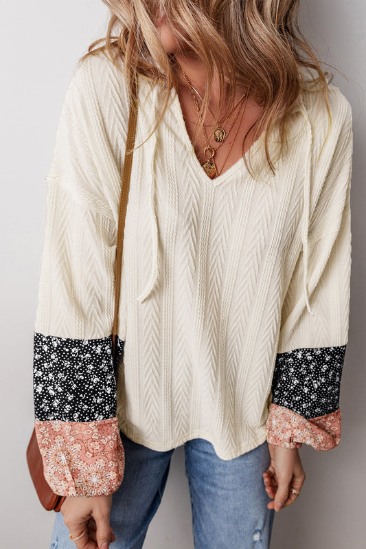 Beige Floral Patchwork Blouse