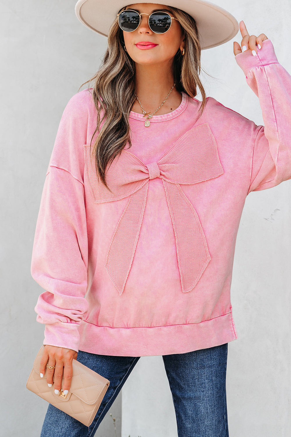 Bright Pink Mineral Wash Sweatshirt