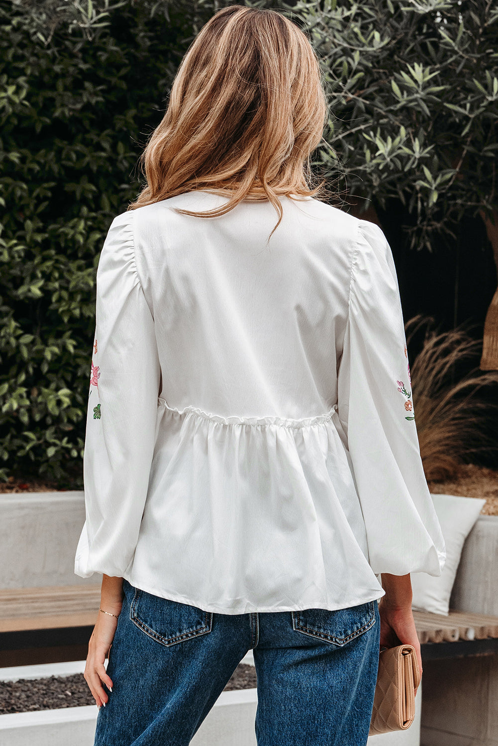 White Flower Babydoll Blouse