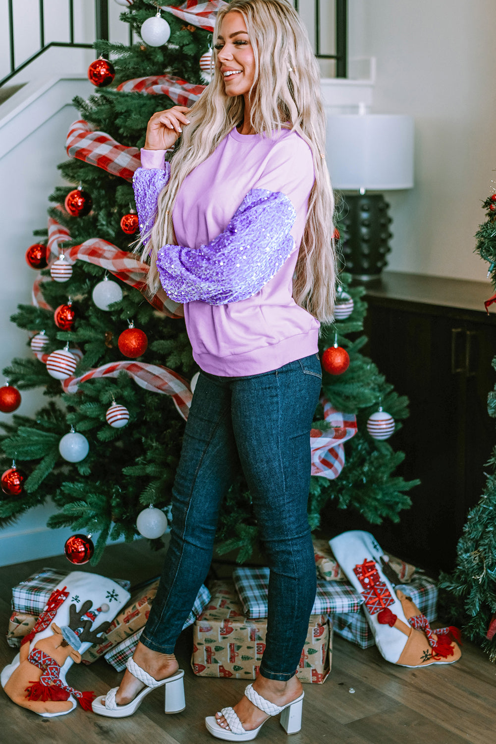 Orchid Petal Sequin Pullover Top