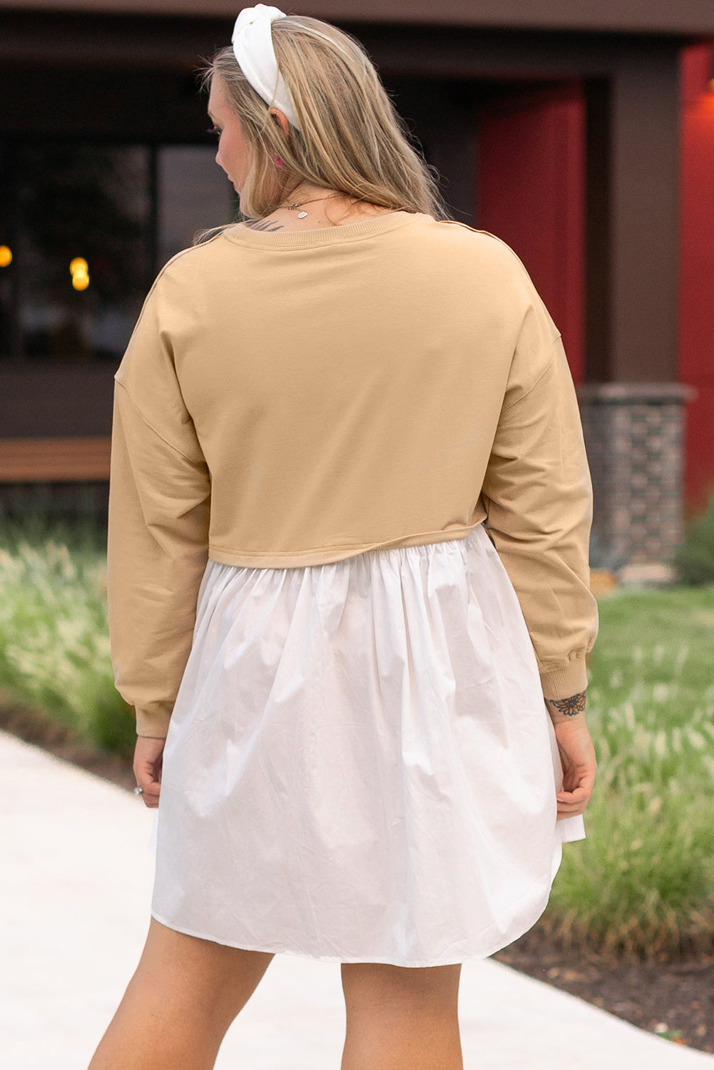 Apricot Color Block Mini Dress