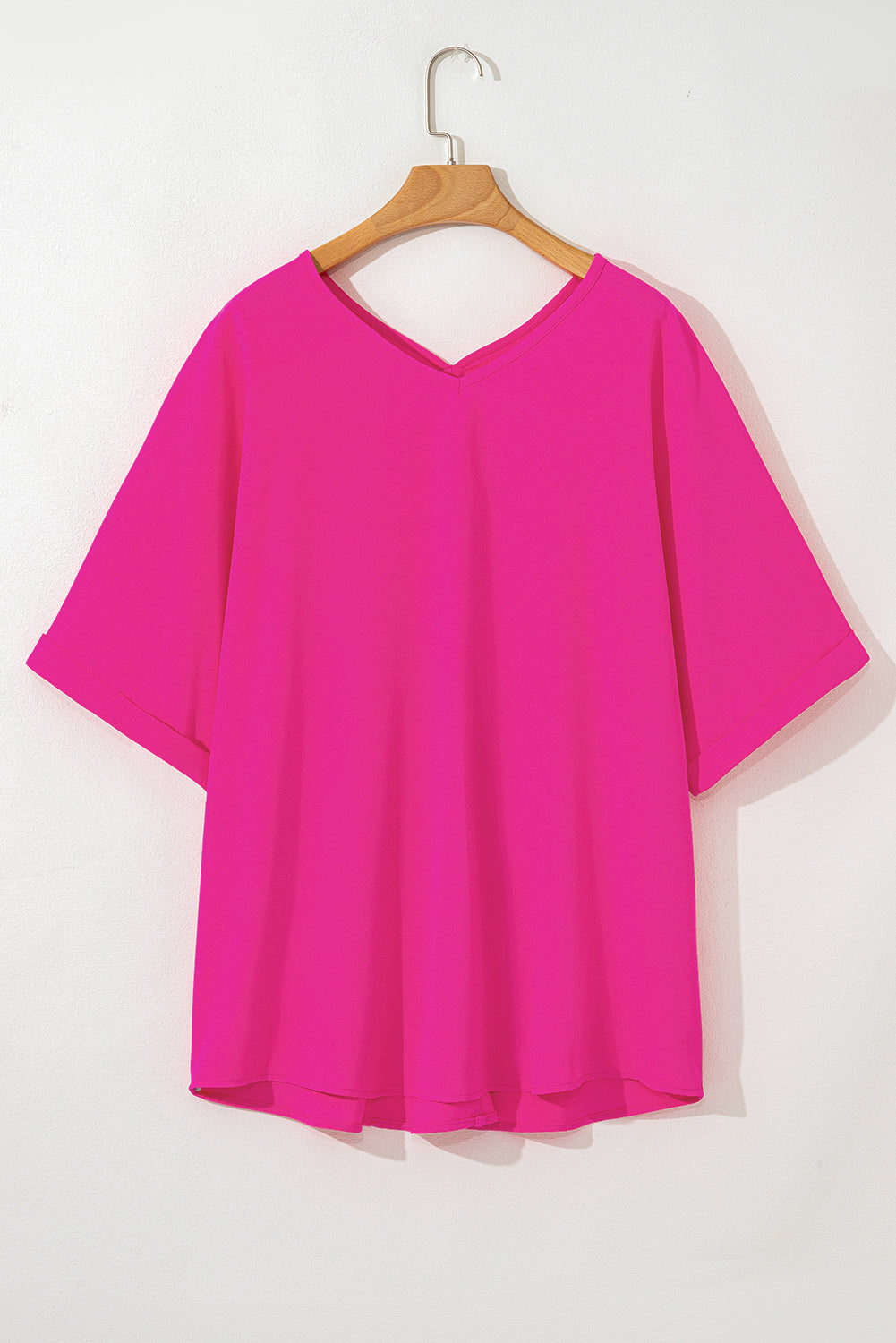 Bright Pink Cuffed Sleeve Tee