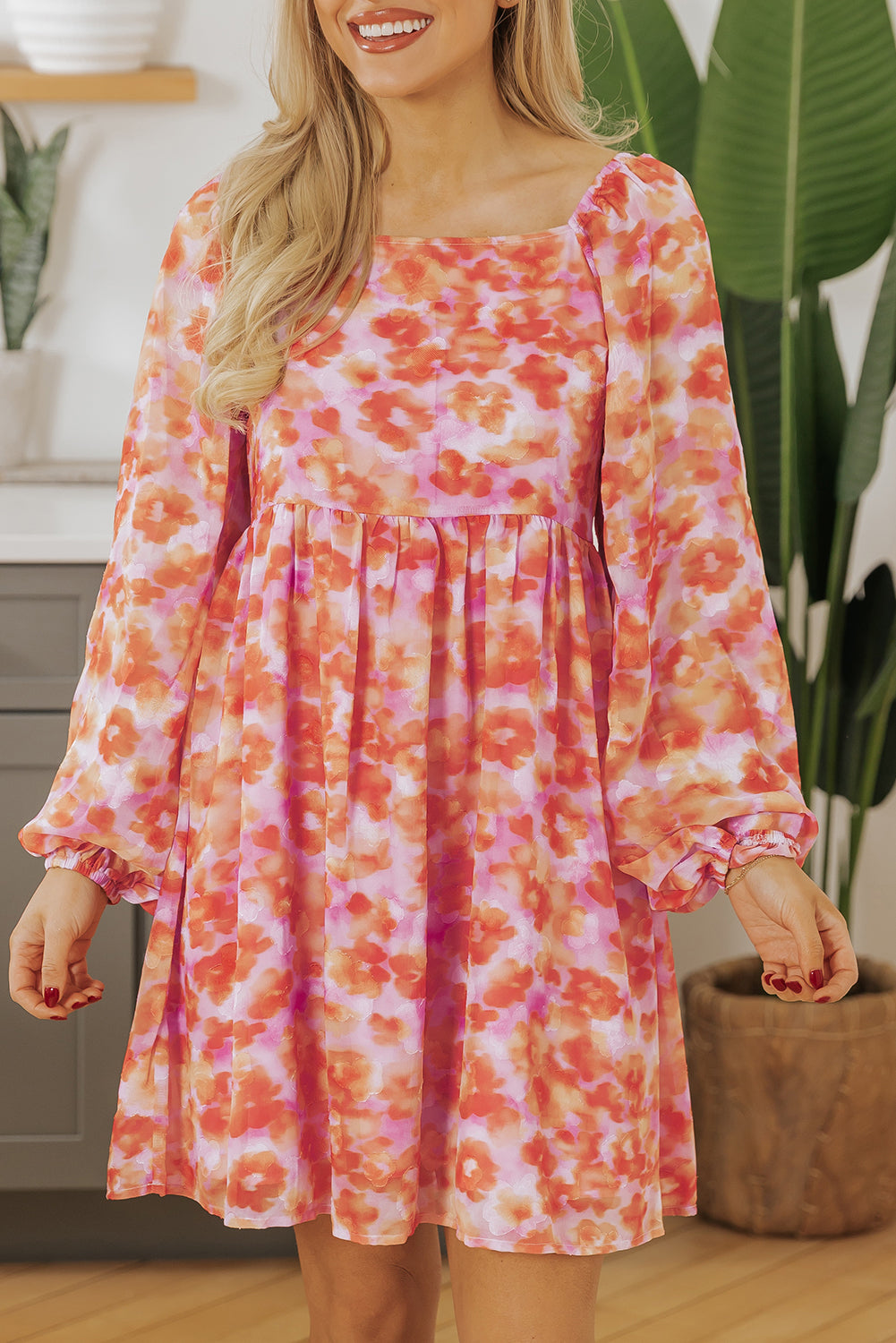 Rose Floral Print Mini Dress