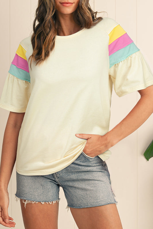White Color Block T Shirt