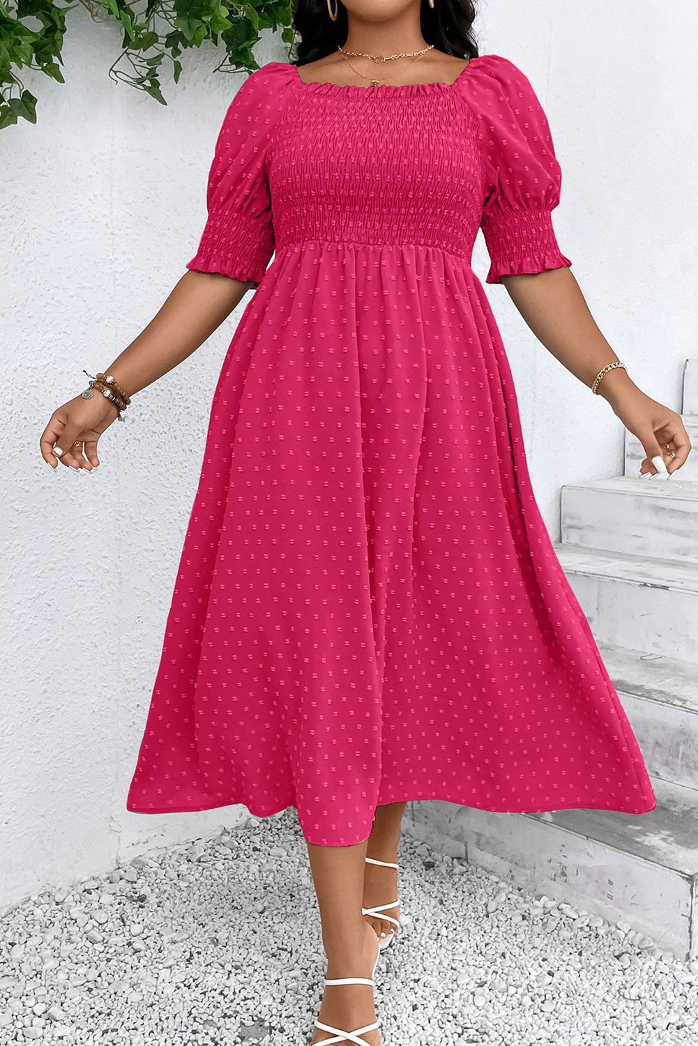 Pink Swiss Dot Dress