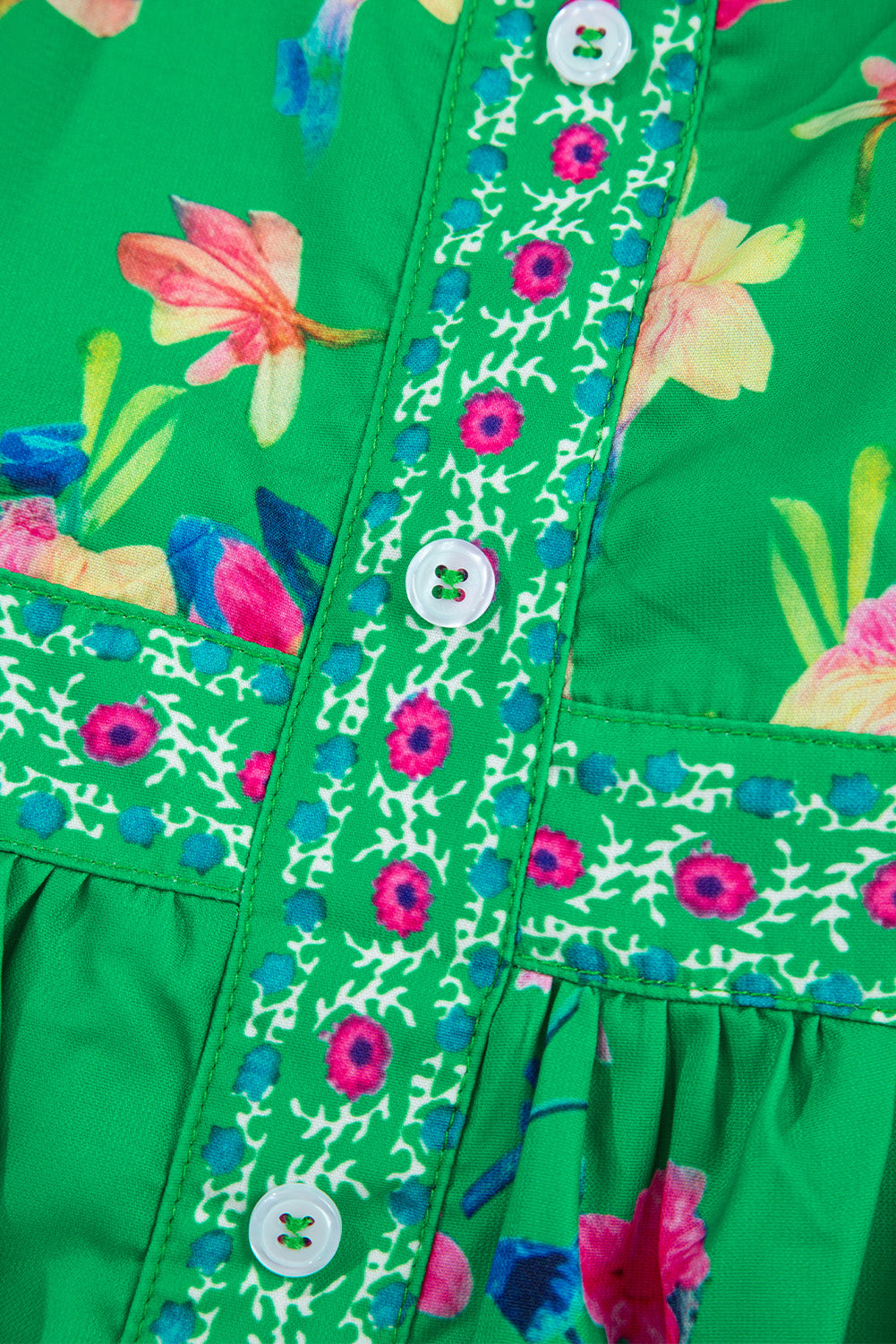 Green Floral Print Midi Dress
