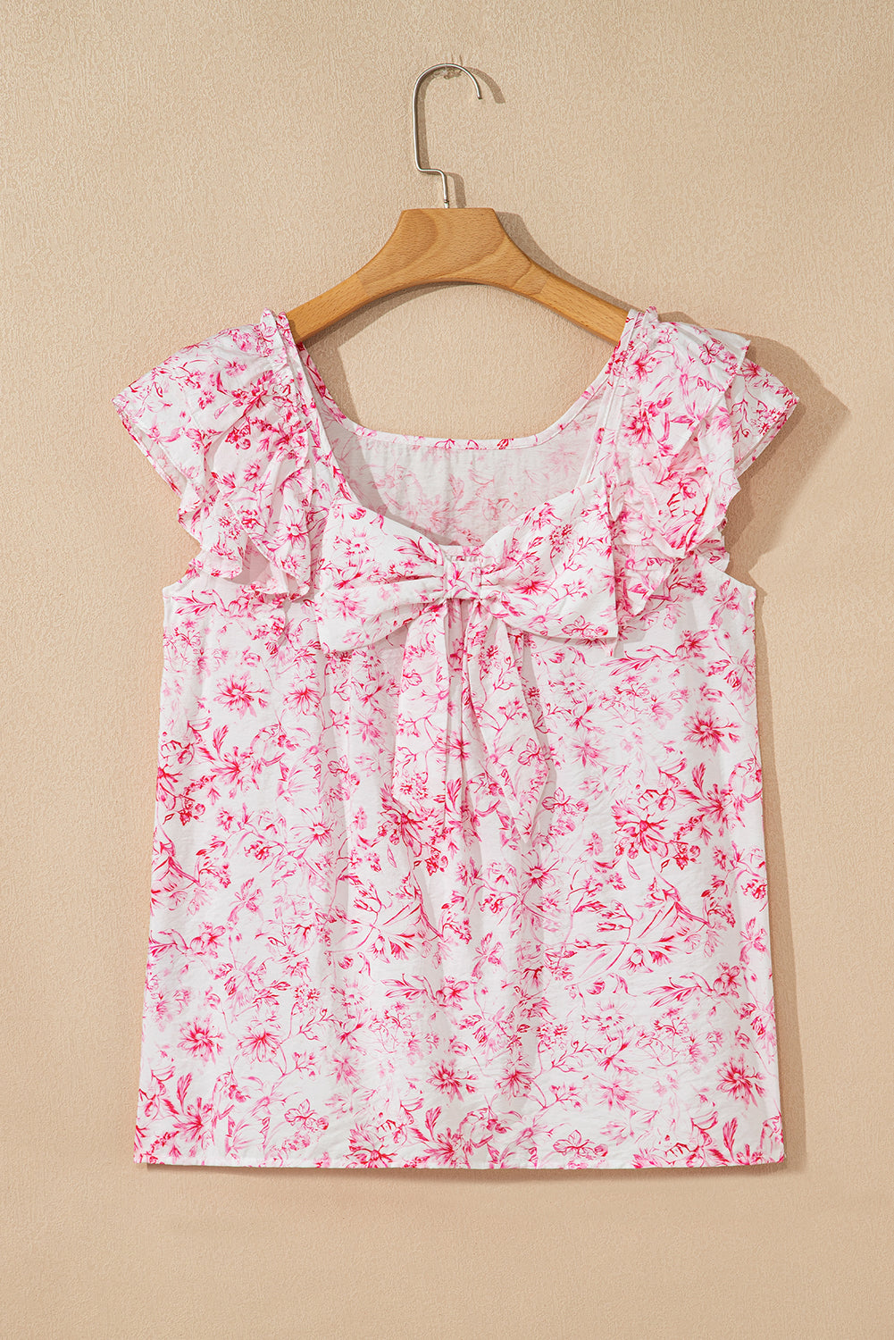 Pink Floral Ruffled Blouse