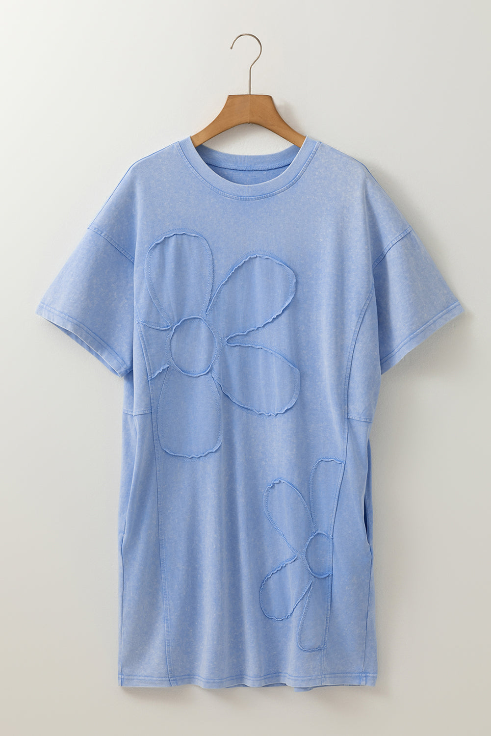 Mineral Wash Flower Mini T Shirt Dress