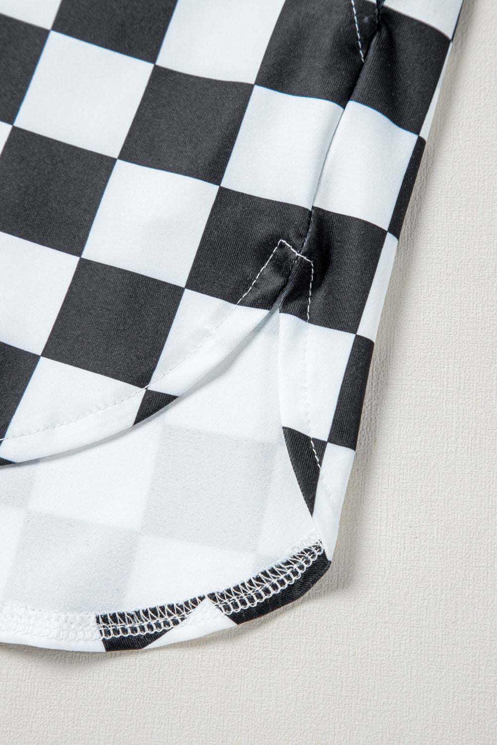 Black Checkered High Waist Shorts