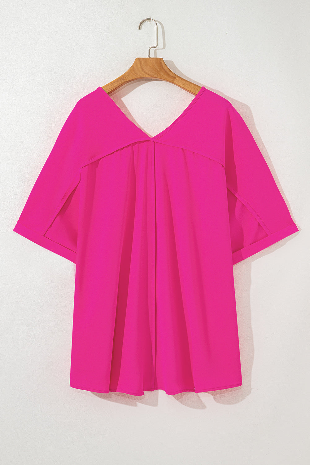 Bright Pink Cuffed Sleeve Tee