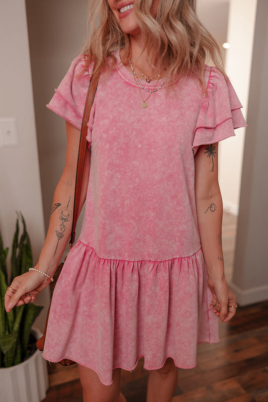 Pink Mineral Wash Mini Dress