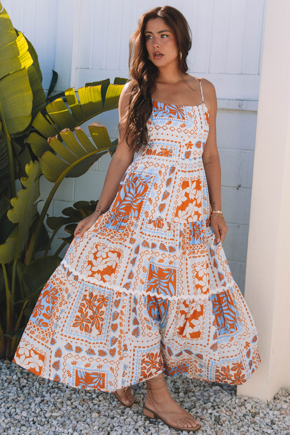 Orange Multi Printed Maxi Dress