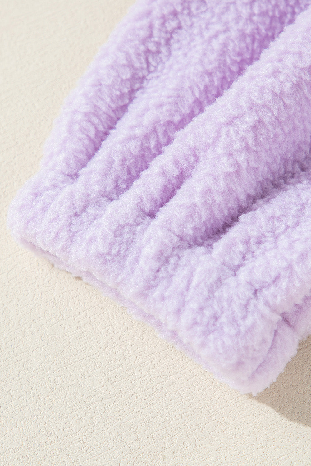 Lavender Zipped Fuzzy Drawstring Hoodie
