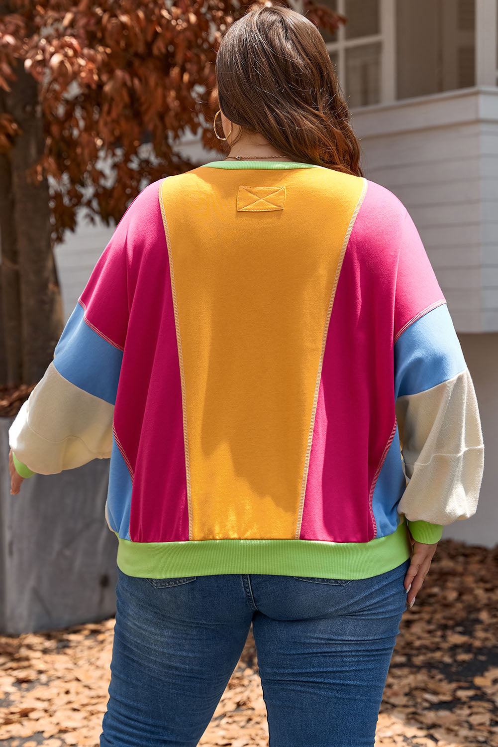 Rose Red Colorblock Sweatshirt
