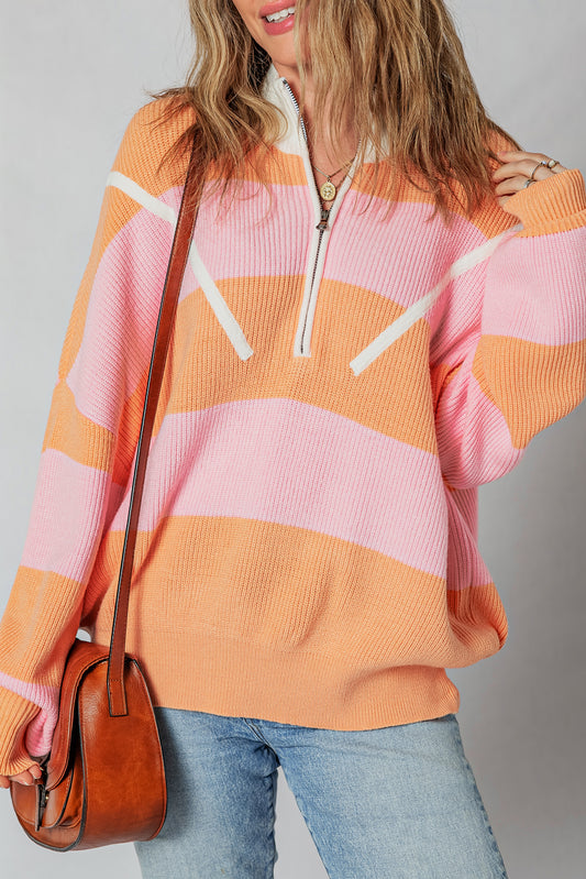 Orange Stripe Oversize Sweater